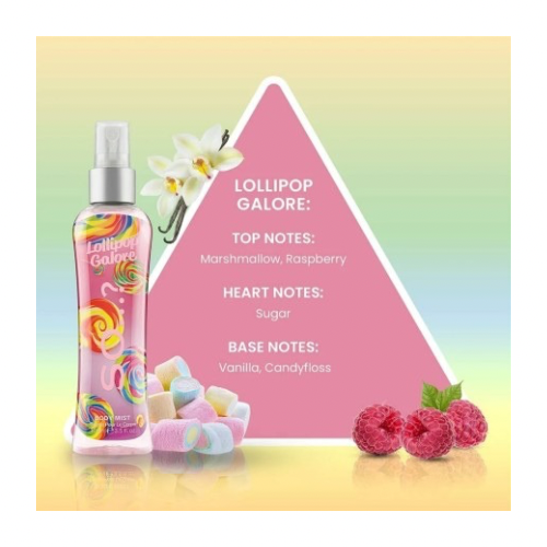 🍠So…? – Lollipop Galore Brume Corporelle Gourmande Marshmallow, Framboise & Vanille – 100ml