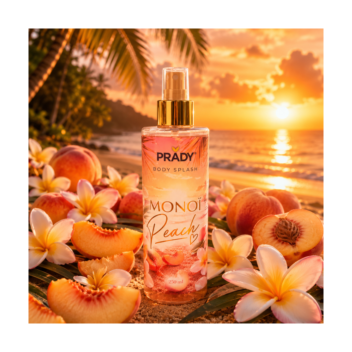 🍑Brume corps & cheveux Monoï pêche - Prady -250 ml