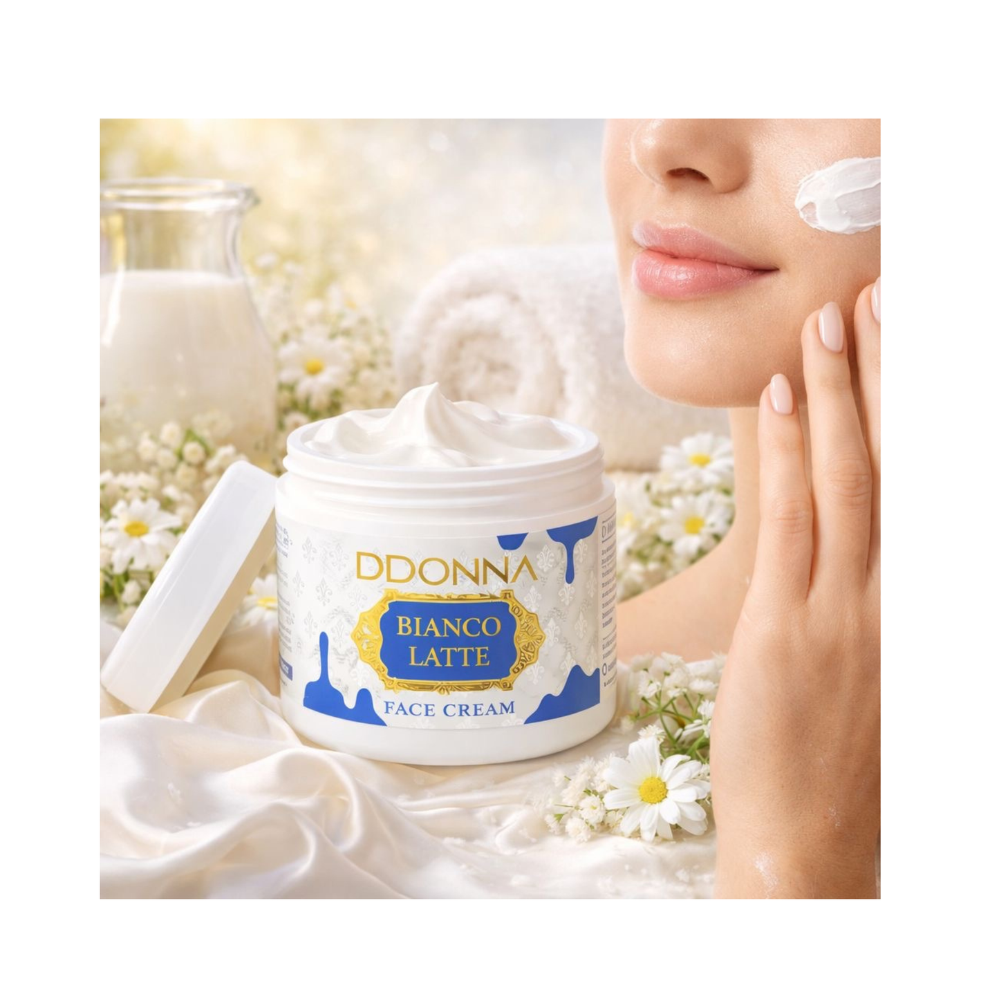 🥛Crème visage D’Donna Bianco Latte – Hydratation intense 50 ml