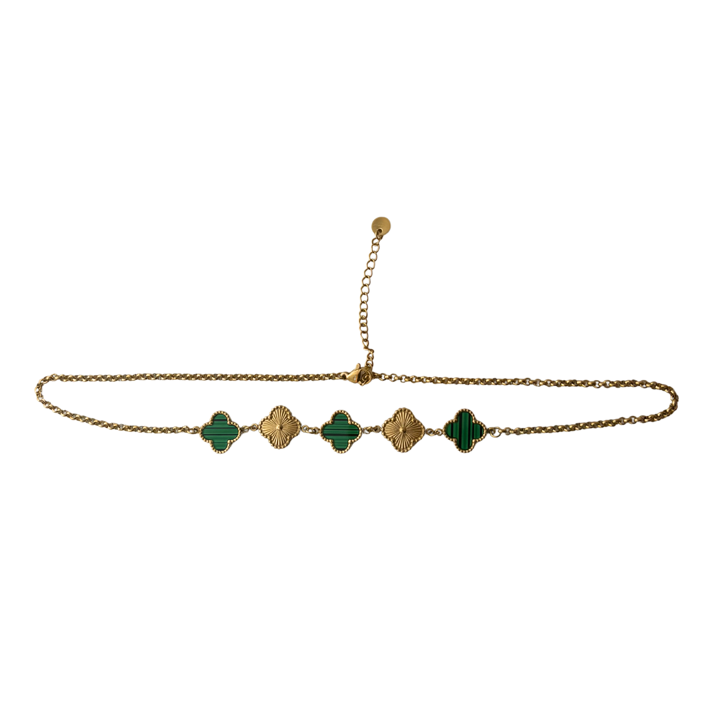 Collier Trèfle Émeraude Doré – Acier Inoxydable