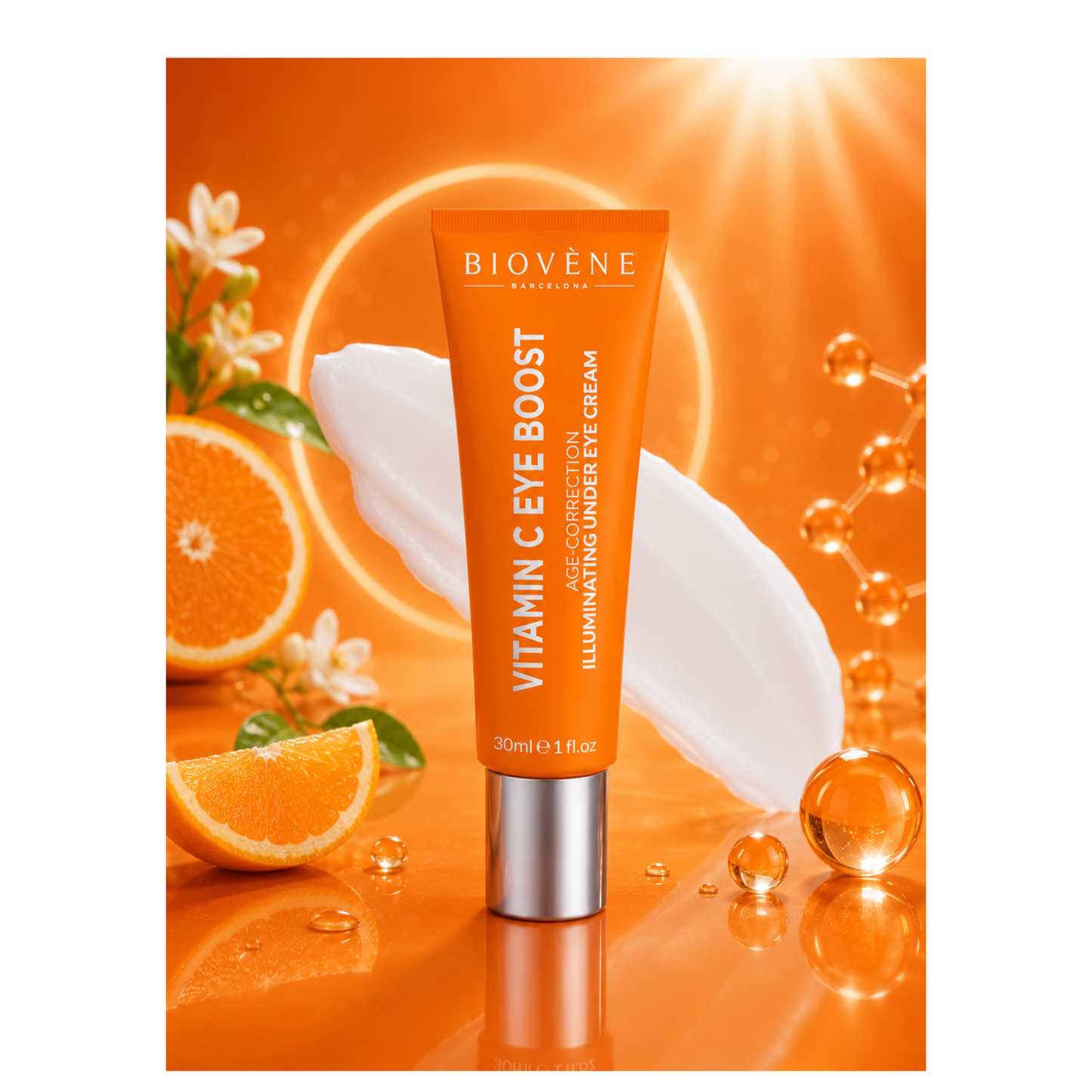 ✨ Contour des Yeux Correcteur & Illuminateur Vitamine C Boost 30 ml – Biovène Barcelona 👁️🍊