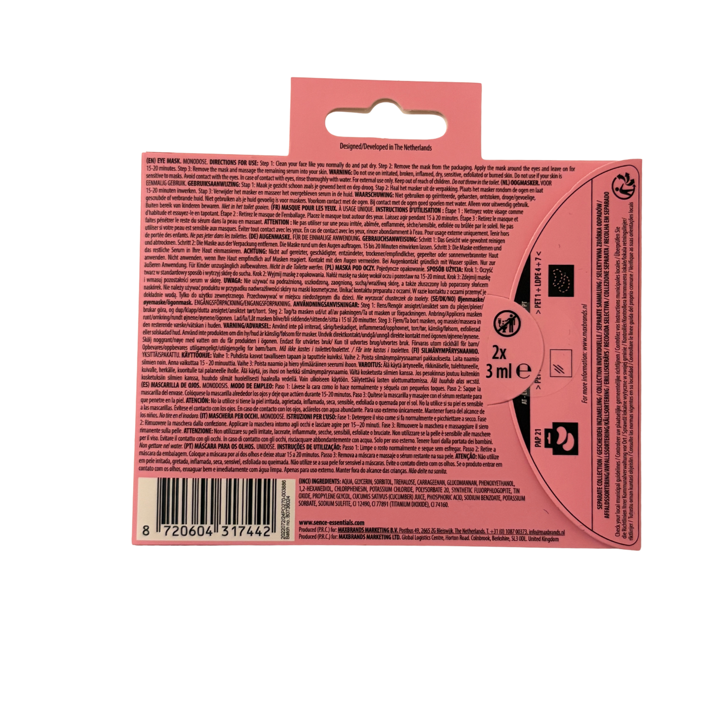 Masque pour les yeux hydrogel