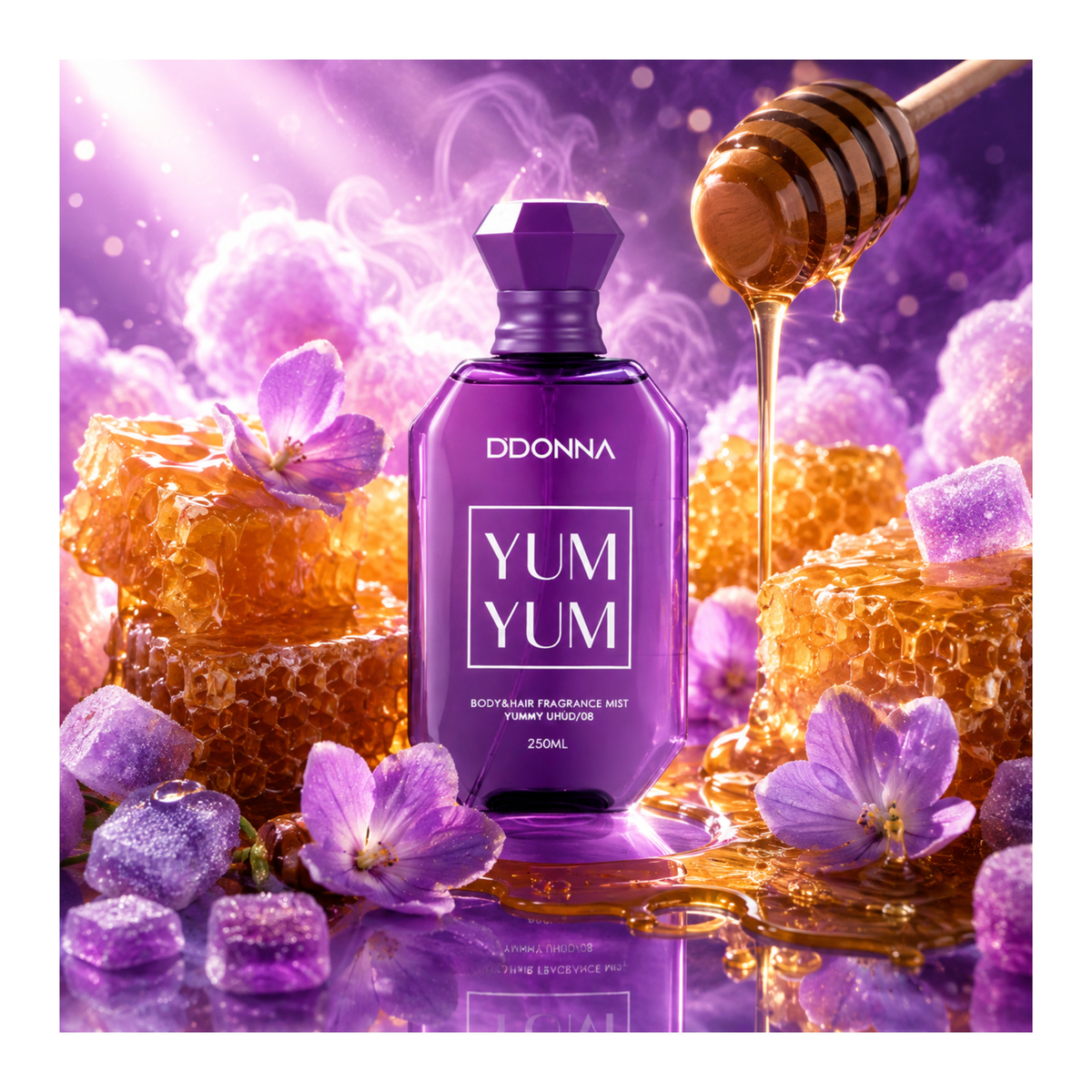 🍯 💜Brume Corps & Cheveux Yum Yum Uhud/08 – D’Donna Dubai – 250 ml –