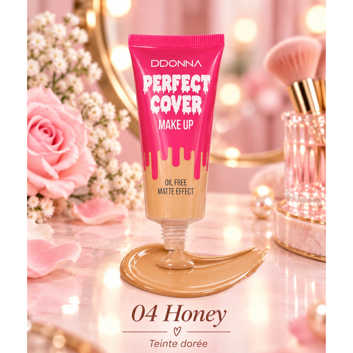 💗 Fond de Teint Perfect Cover Make Up – Fini Mat & Oil Free – D’Donna