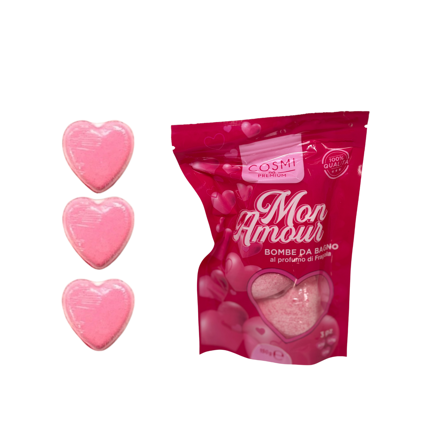 Bombes de bain - Coeur senteur fraise