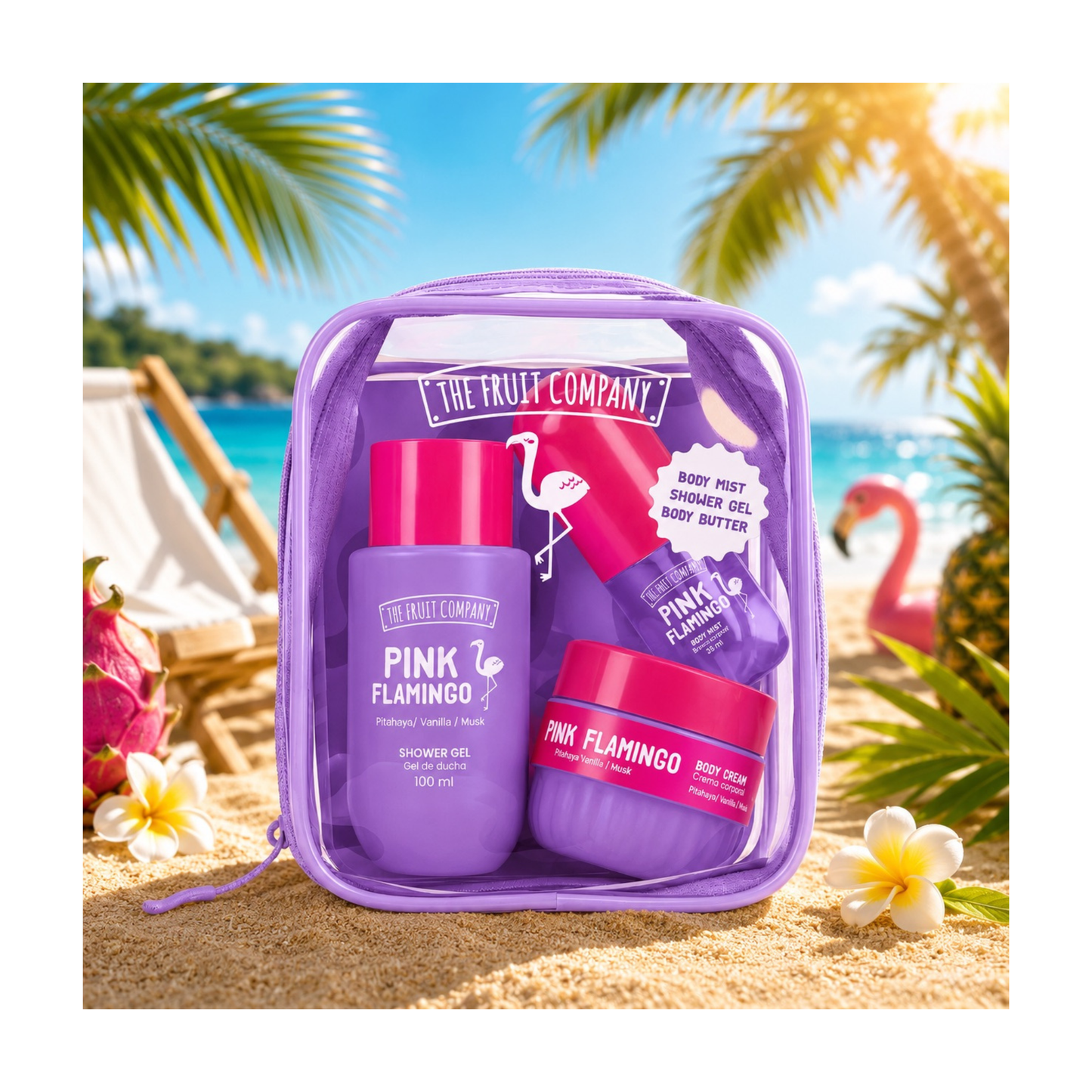 🦩 Précommande – Travel Bag Summer Pink Flamingo 3 Pièces – The Fruit Company