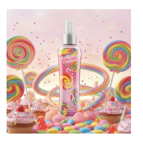 🍭 So…? – Lollipop Galore Brume Corporelle Gourmande Marshmallow, Framboise & Vanille – 100ml