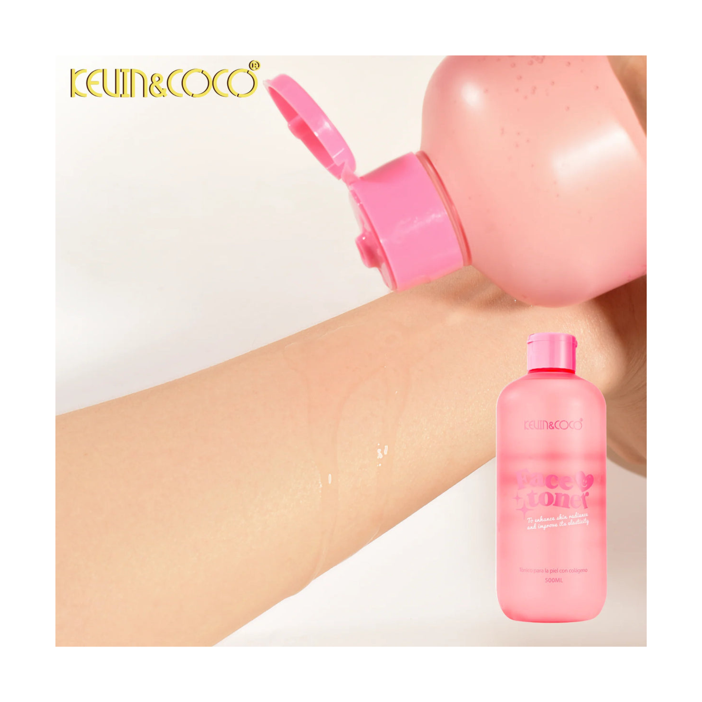 💧 💗Lotion Tonique Visage au Collagène – Kevin & Coco (500 ml)