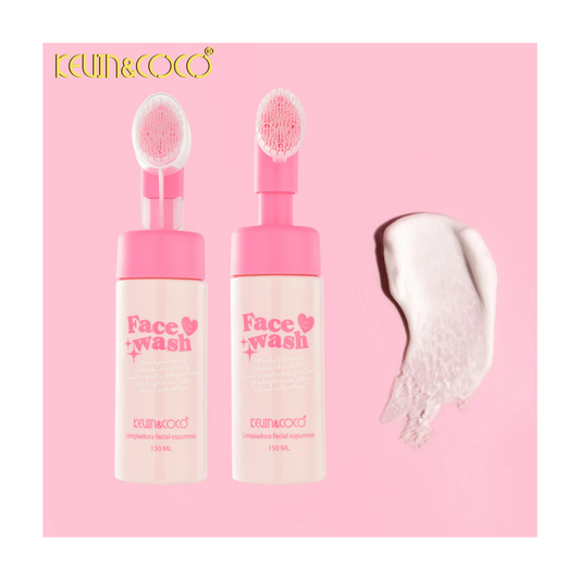 🫧 💕Mousse Nettoyante Visage avec Brosse – Kevin & Coco (150 ml)