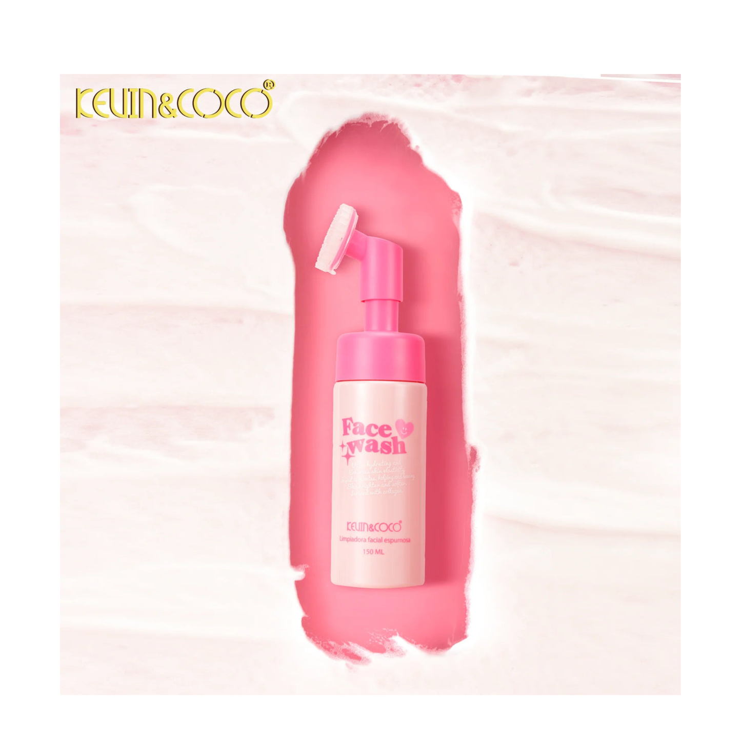 🫧 💕Mousse Nettoyante Visage avec Brosse – Kevin & Coco (150 ml)