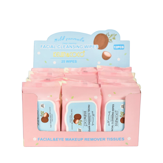🥥 Lingettes Nettoyantes Visage à l’Extrait de Plantes & Coconut – Kevin & Coco (25 lingettes)