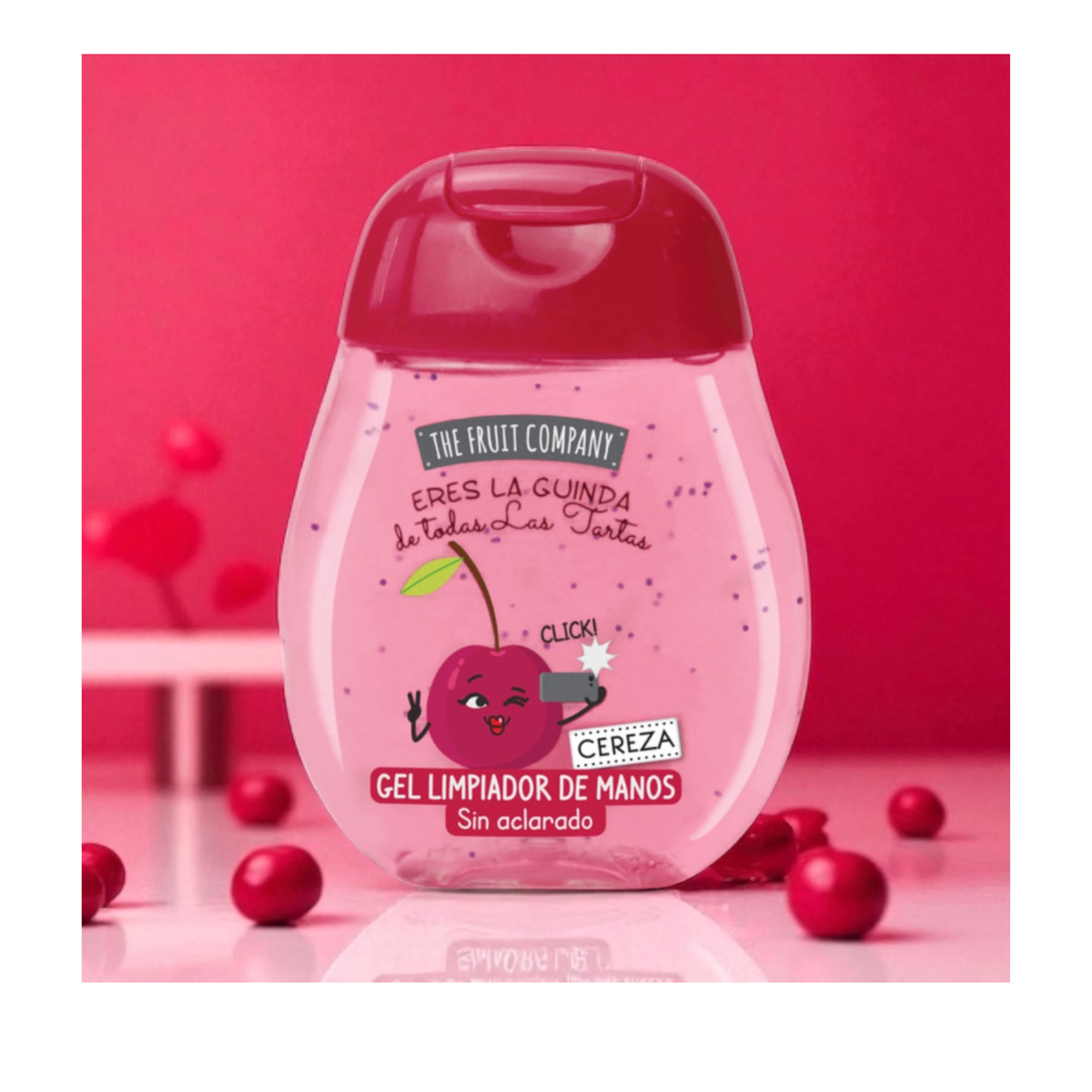 🍒Gel hydroalcoolique désinfectant pour les mains – The Fruit Company (Senteur Cerise, 45 ml)