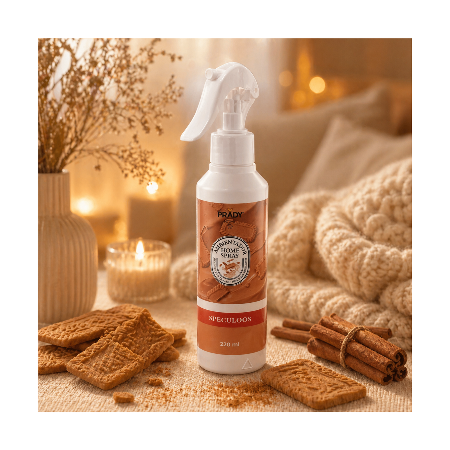 🍪 Spray d’Intérieur & Textile – Senteur Spéculoos 🍪 Prady 220 ml