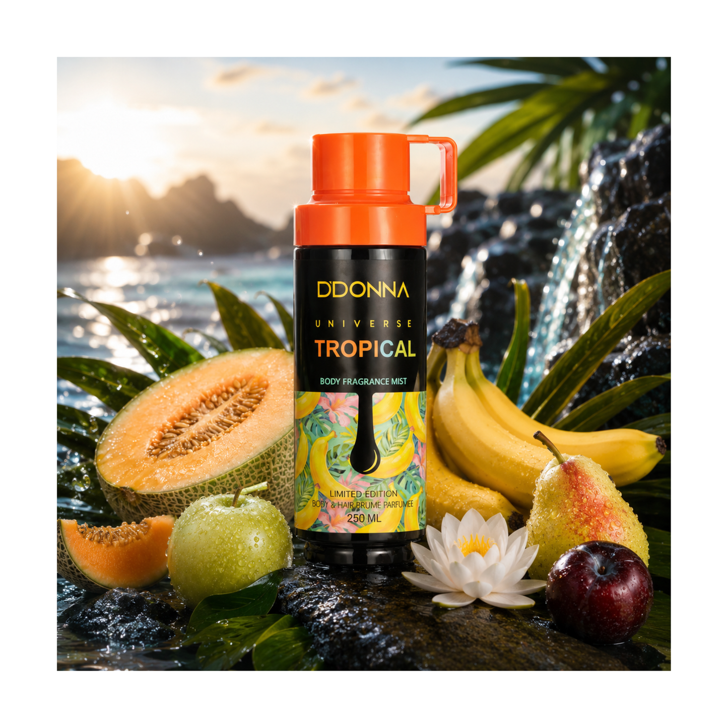 🍍🥭🌴 Brume Parfumée Universe Tropical – D’Donna – 250 ML parfum mixte (MAIS notes de tête masculines)