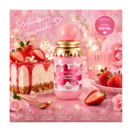 🍓🍰💖 Brume Parfumée Strawberry Cheesecake – D’Donna – 300 ML 🍦🍬✨
