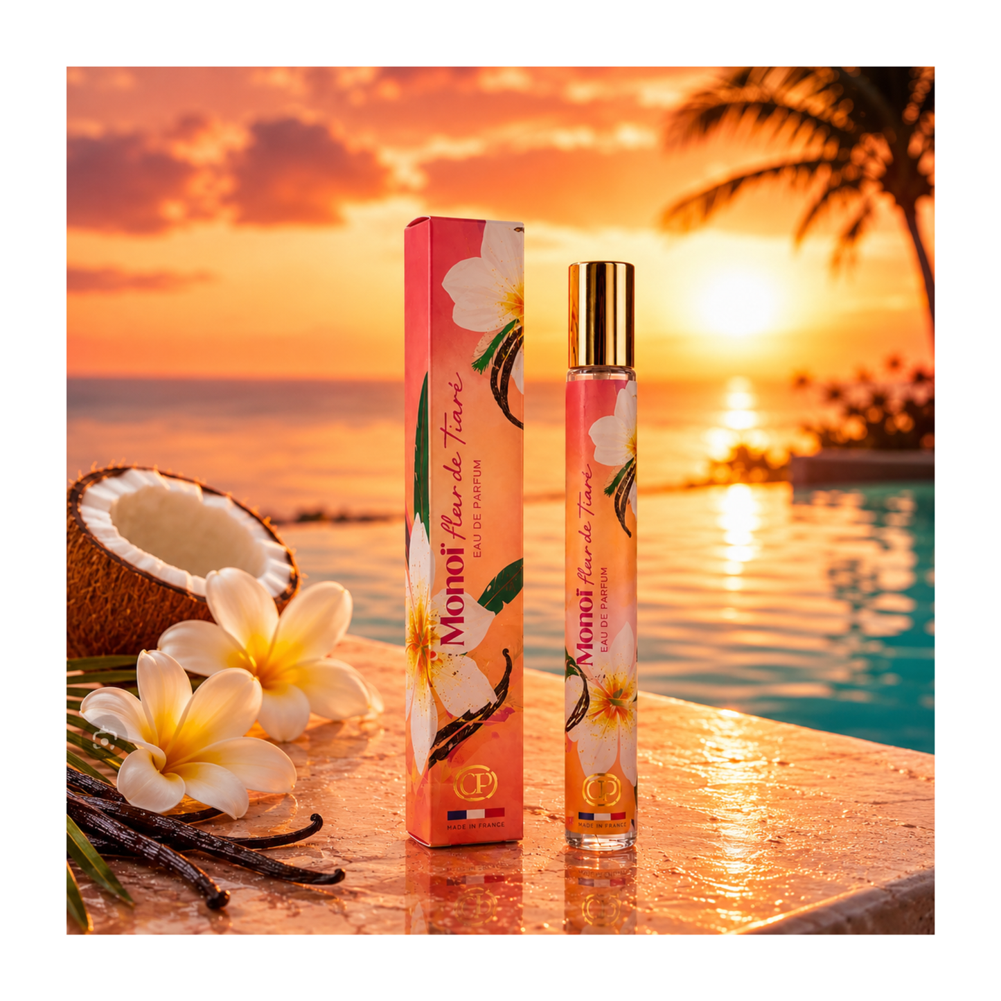 ✨ Parfum de poche Monoï Fleur de Tiaré – 35 ML ✨ eau de parfum Collection Platinium
