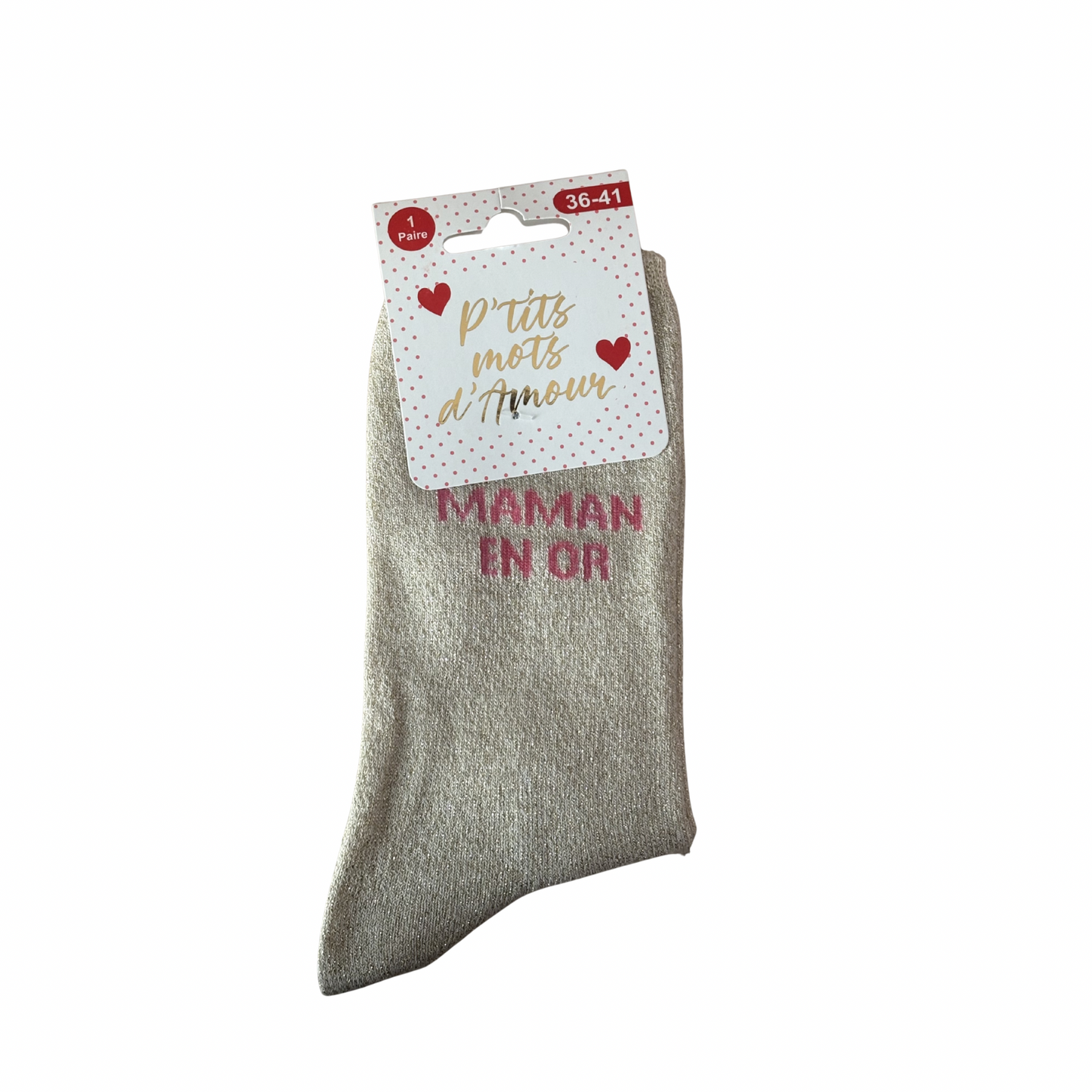 💖 Chaussettes “Maman en or” – Collection Spéciale Fête des Mères taille 36 au 41