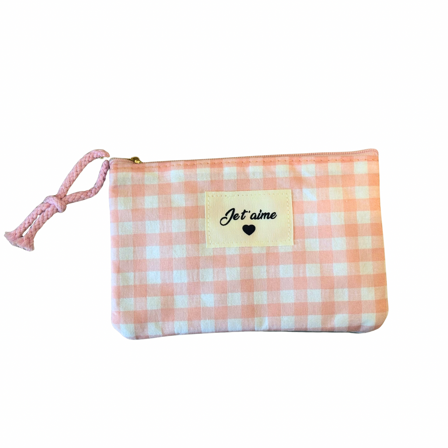 Petite Trousse “Je t’aime” – Vichy Rose & Blanc