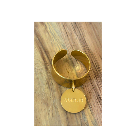Bague Dorée “Amour” – Acier Inoxydable Réglable