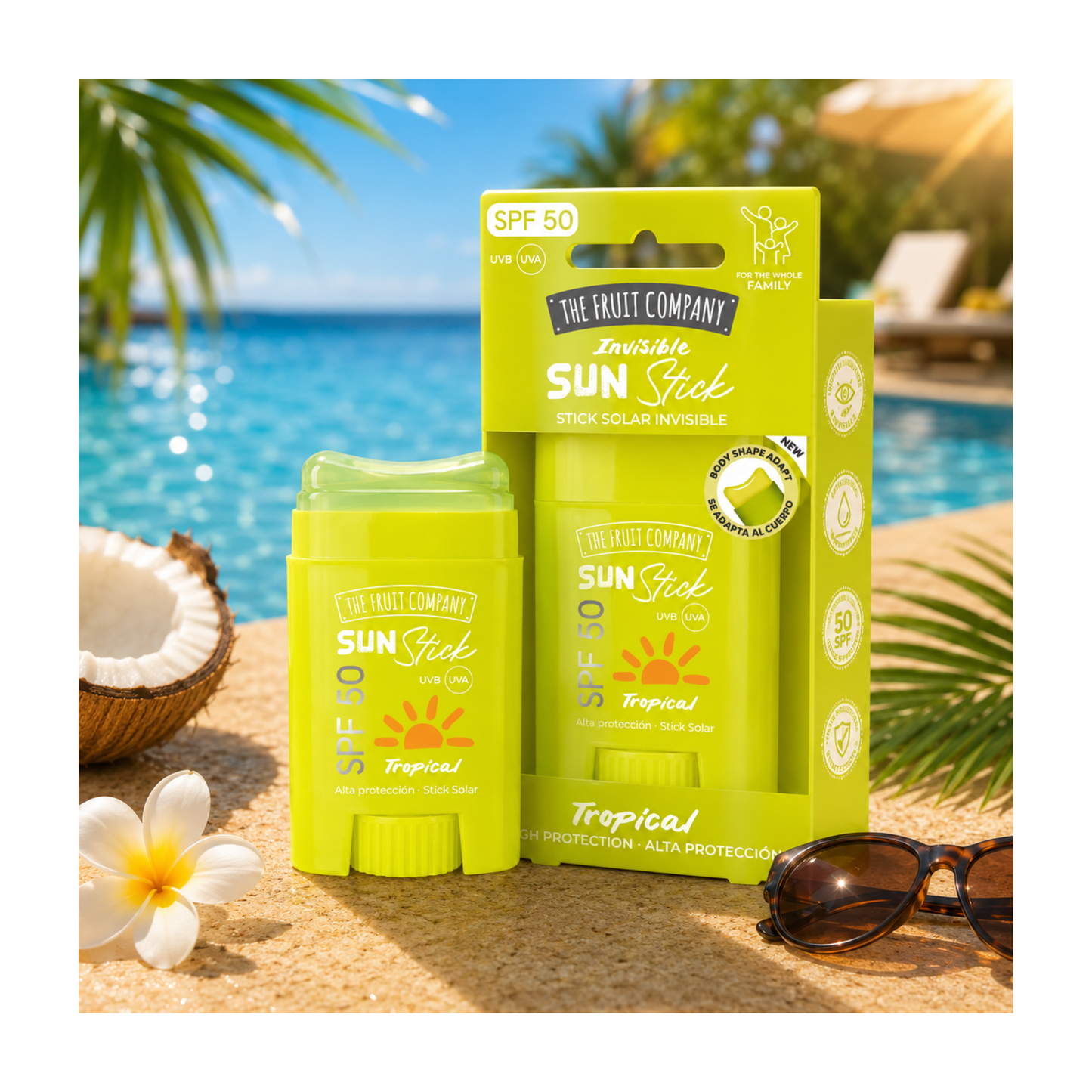 Stick Solaire Invisible SPF 50 Tropical – The Fruit Company 🌴☀️