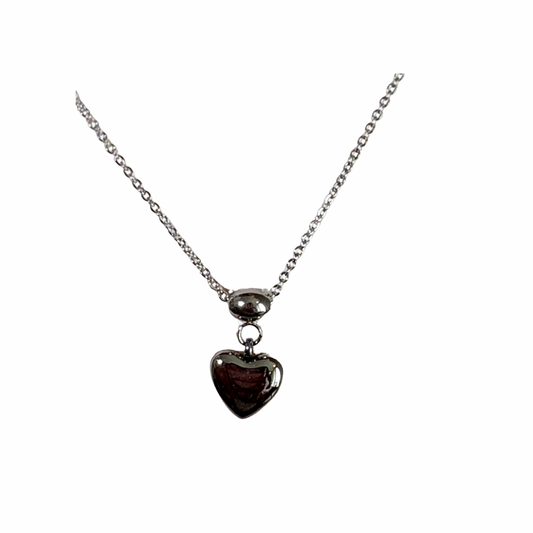 Collier cœur argenté - acier inoxydable