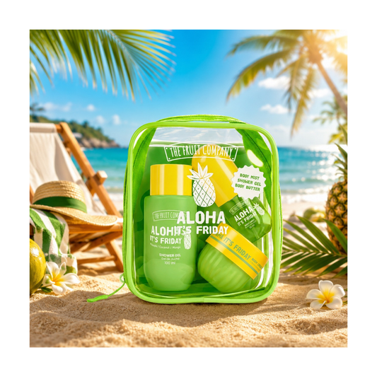 🌺 – Travel Bag The Fruit Company – Aloha It’s Friday ☀️ Vanille • Ananas • Coco (3 pièces )