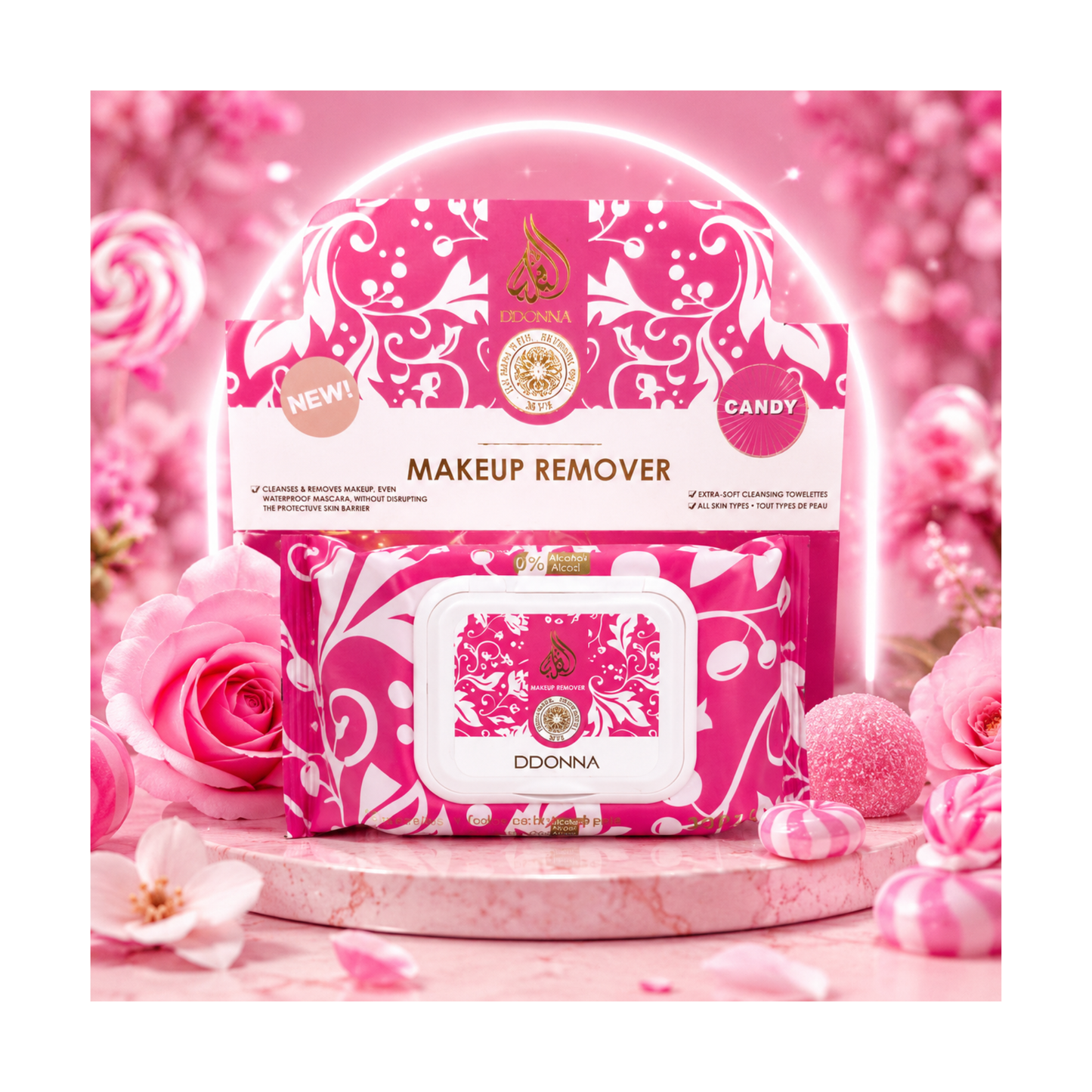 🍬 Lingettes Démaquillantes Y Candy – D’Donna Dubai – (30 lingettes)