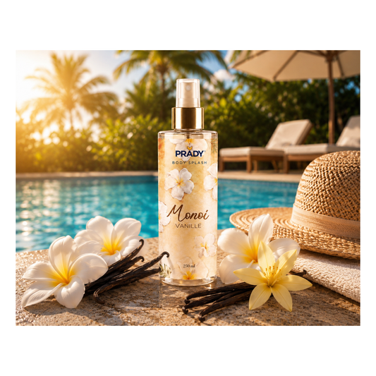🌴🌺 Brume Parfumée Corps & Cheveux Monoï Vanille – Prady – 250 ml ☀️