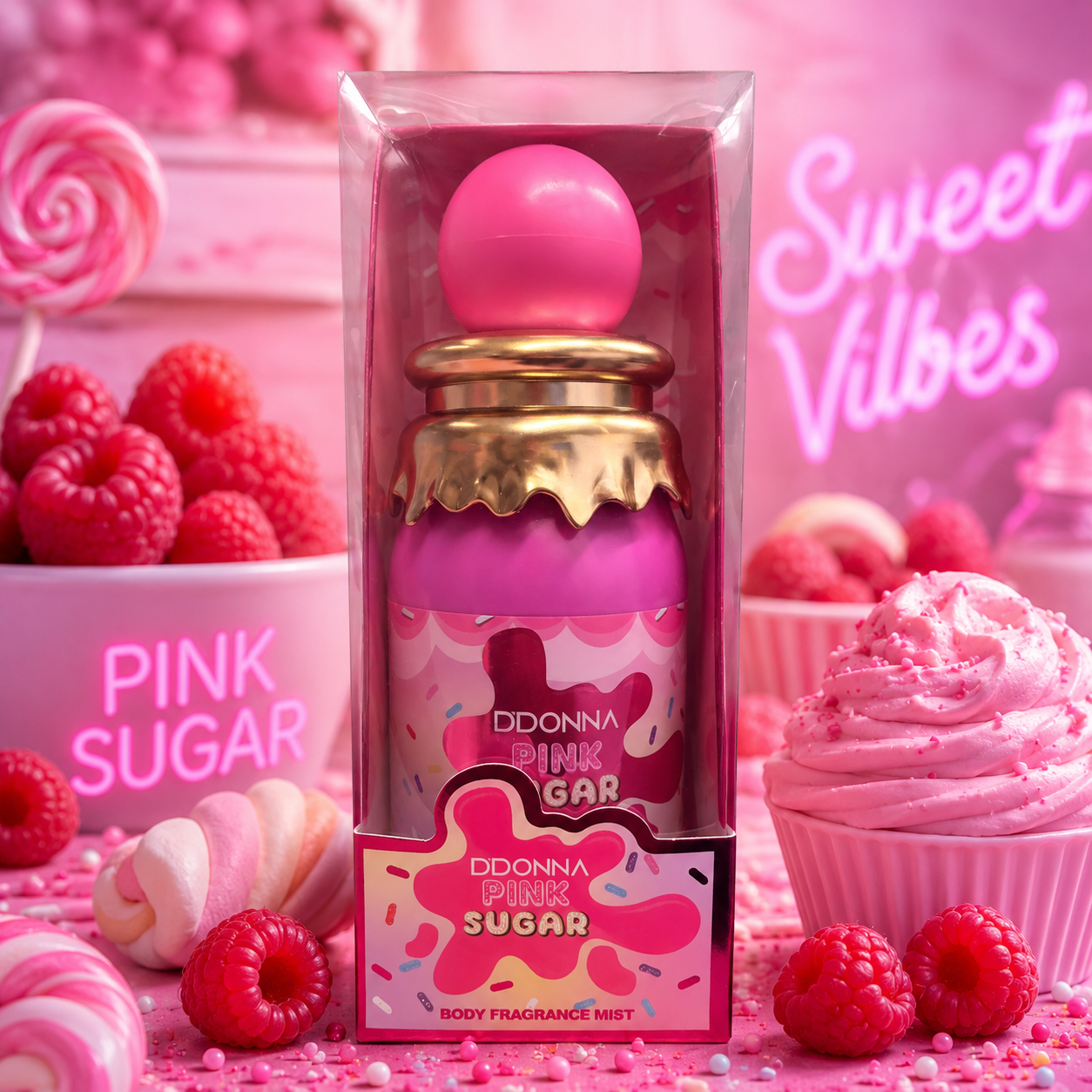 🍭 Brume Corps & Cheveux Pink Sugar – D’Donna – 300 ml