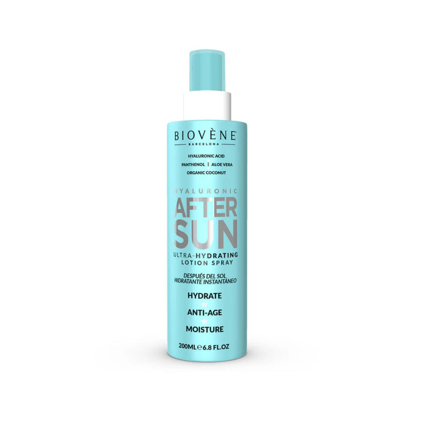 💙 Spray Après-Soleil Ultra-Hydratant à l’Acide Hyaluronique – Biovène Barcelona – 200 ml
