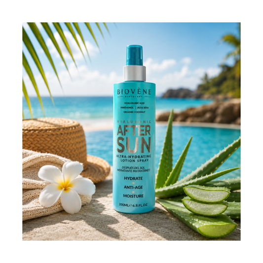 💙 Spray Après-Soleil Ultra-Hydratant à l’Acide Hyaluronique – Biovène Barcelona – 200 ml