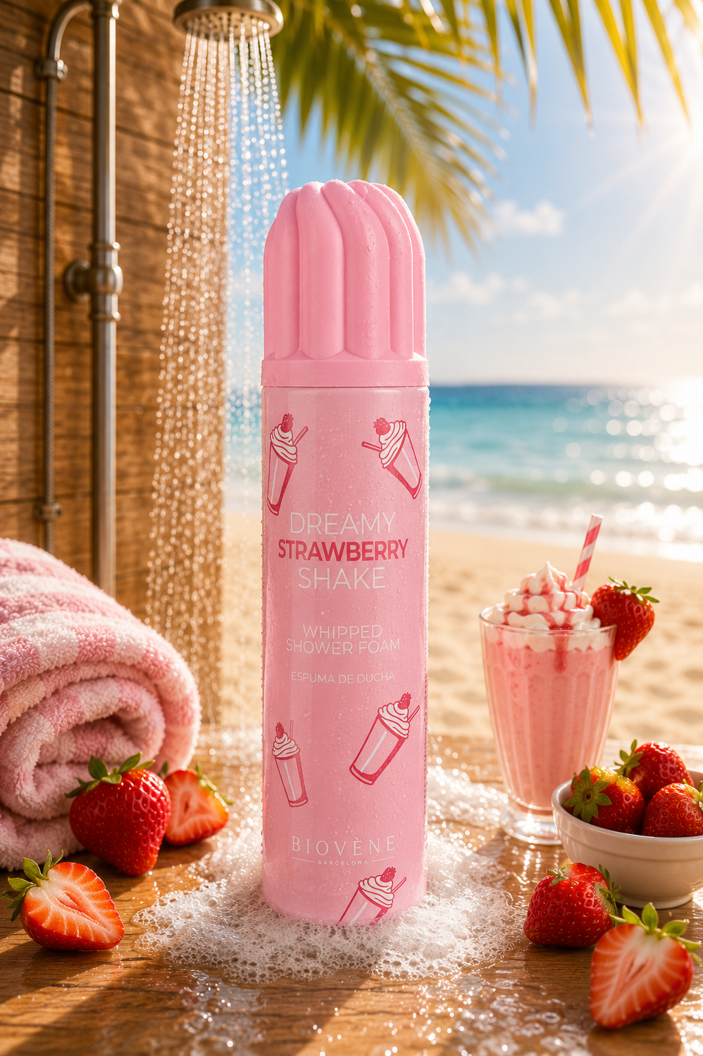 🍓 Mousse de Douche Fouettée Dreamy Strawberry Shake – Biovène Barcelona – 250 ml