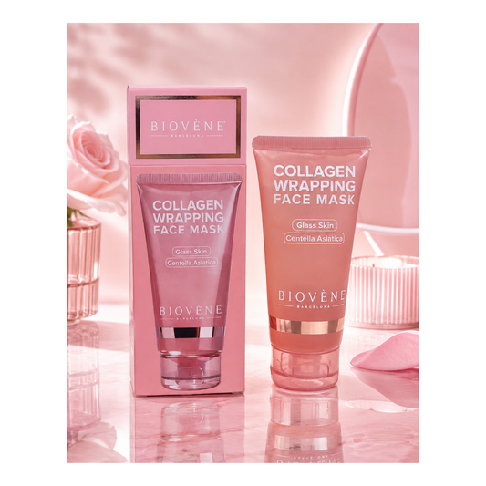 💎 Masque Visage Effet Glass Skin au Collagène – Wrapping Face Mask – Biovène Barcelona – 75 ml