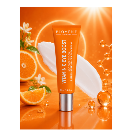 ✨ Contour des Yeux Correcteur & Illuminateur Vitamine C Boost 30 ml – Biovène Barcelona 👁️🍊