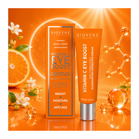 ✨ Contour des Yeux Correcteur & Illuminateur Vitamine C Boost 30 ml – Biovène Barcelona 👁️🍊