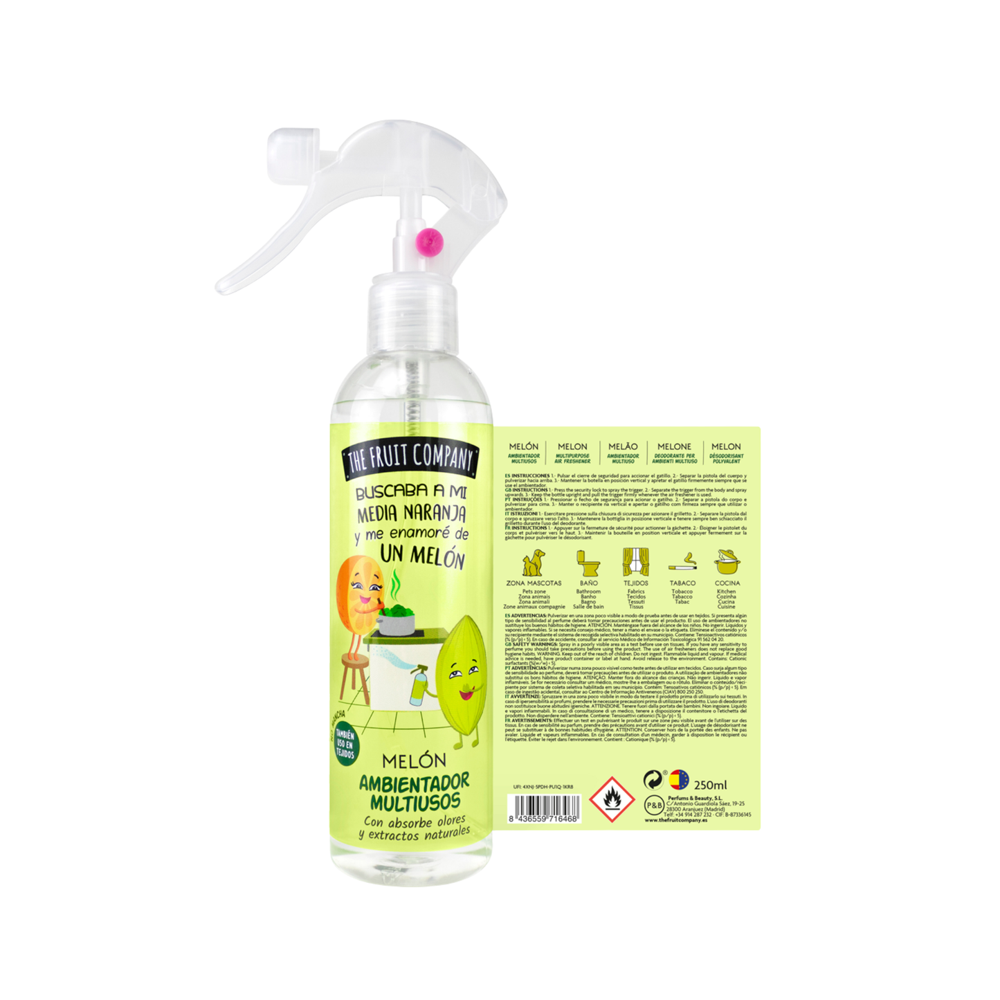 🍈 Spray d’Ambiance Maison & Tissus Parfum Melon – The Fruit Company – 250 ml