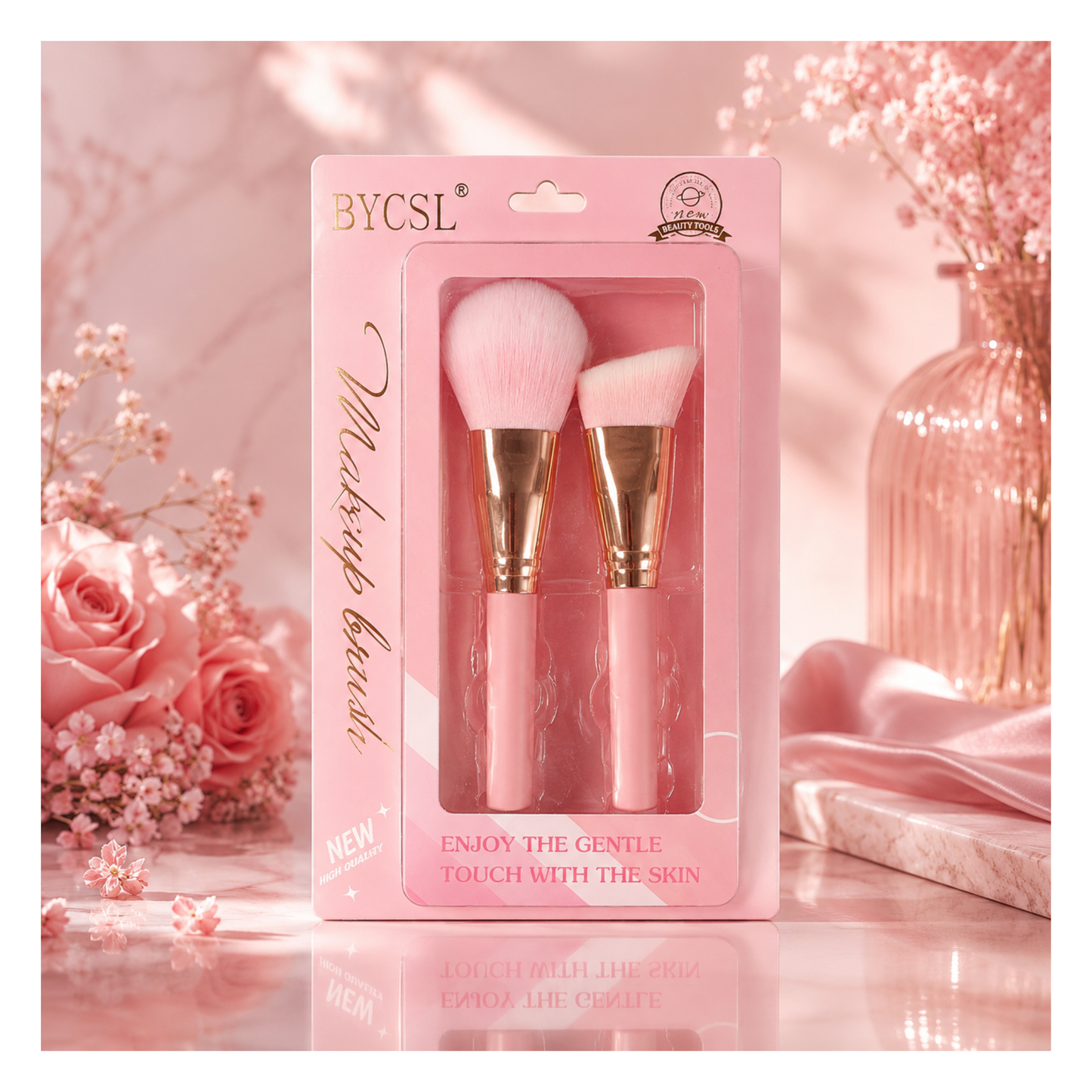 💕 Kit de 2 Pinceaux XXL pour le Teint – BYCSL – Rose