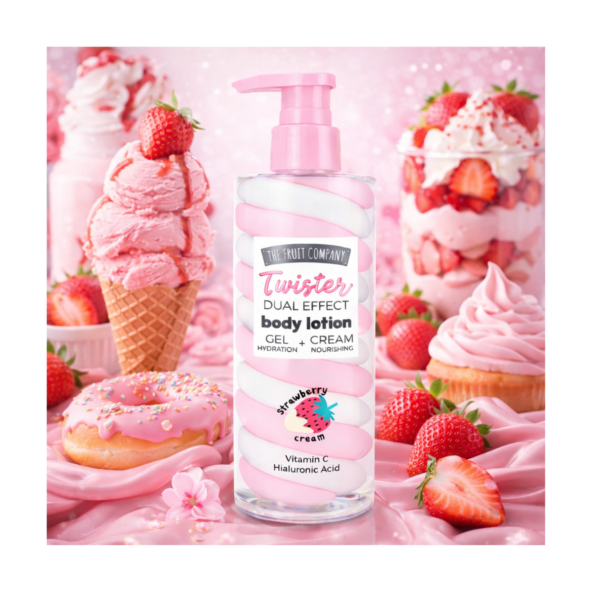 🍓 Lotion Corps Twister Fraise Chantilly – The Fruit Company – 250g