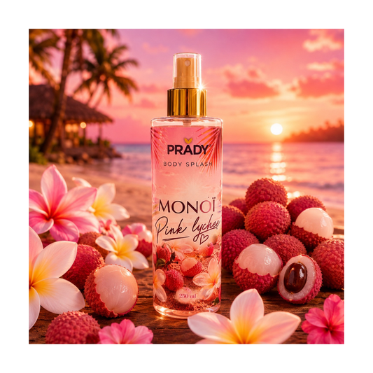 Brume Corporelle Monoï Pink Lychee – Prady – 250 ml 🌸💗