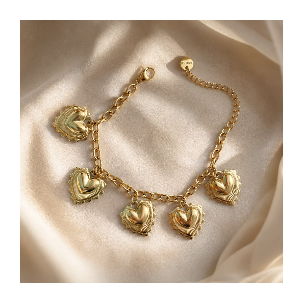 Bracelet Cœur Baroque en Acier Inoxydable Doré 💛✨