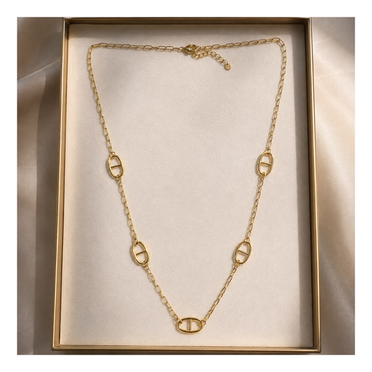 Collier Sautoir Maille Marine en Acier Inoxydable Doré ✨