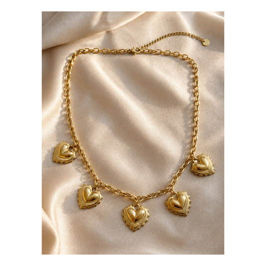 Collier Cœur Baroque en Acier Inoxydable Doré 💛✨