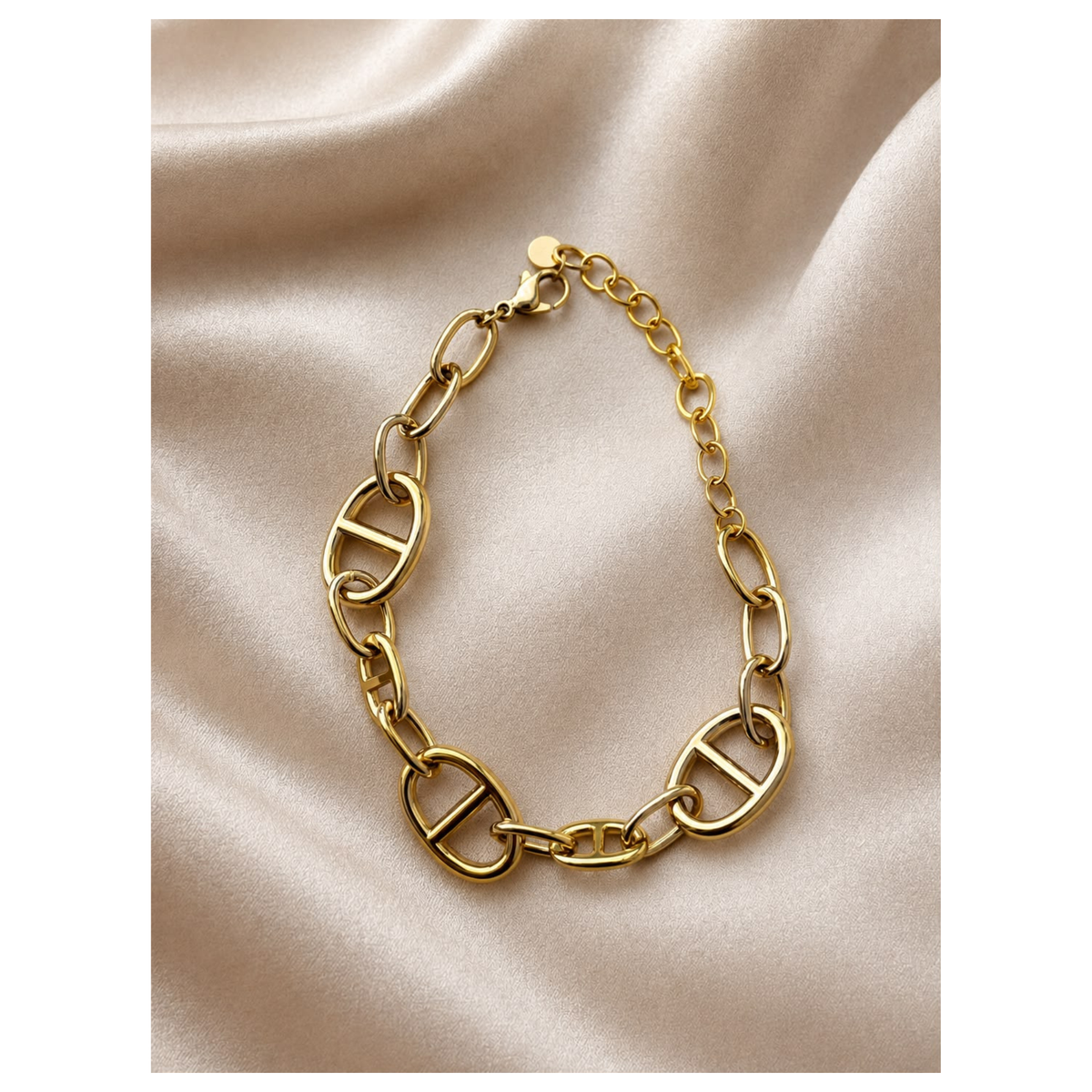 Bracelet Grosse Maille Marine en Acier Inoxydable Doré ✨