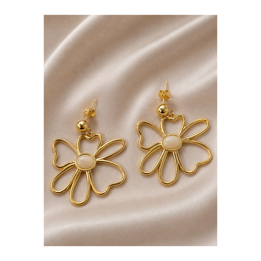 Boucles d’Oreilles Golden Bloom en Acier Inoxydable Doré 🌸✨