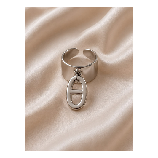 Bague Marine Charm Large en Acier Inoxydable Argenté ✨🤍