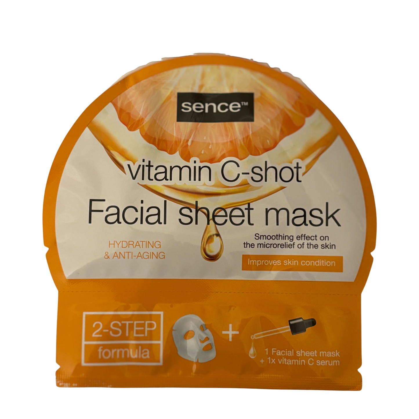 Masque en tissu pour visage  (200ml)+ 1 dose de sérum à la vitamine C (5ml) – Sence - vegan