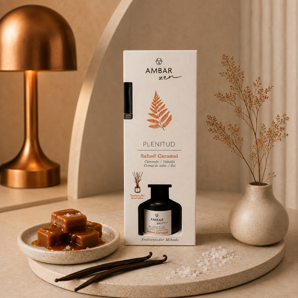 🍮 Diffuseur Mikado Caramel Beurre Salé – AMBAR Zen | 40 ml