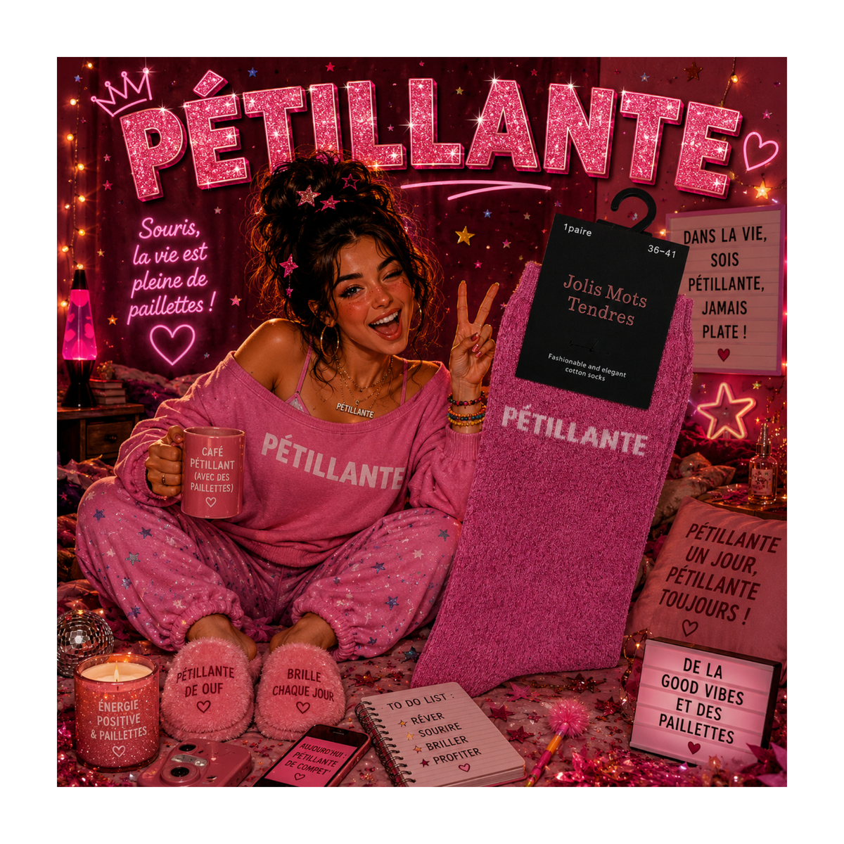💗🧦 Chaussettes Pailletées « Pétillante » – Taille 36/41