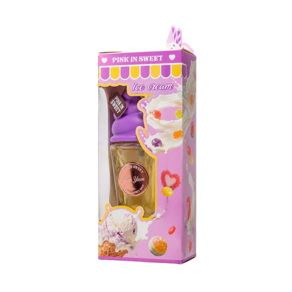 🍦 🍭 💜 mini brume Yum Yum – Ice Cream Bonbons Fruités pailleté – Mini Brume Parfumée 100 ml 🍭