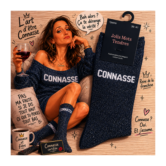 🖤🧦 Chaussettes Pailletées « Connasse » – Taille 36/41